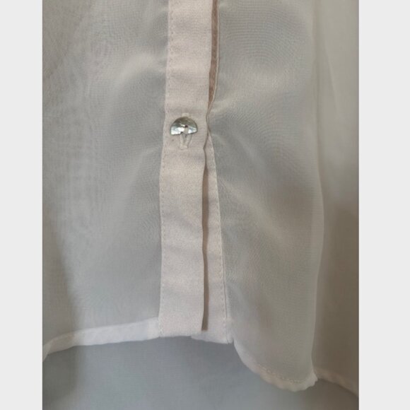 White Sheer Button Down Sleeveless Top with Abalone Buttons - Picture 4 of 5